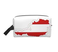 Borsa da toilette da uomo con stampa di mappa della bandiera austriaca, borsa da toilette da viaggio, borsa cosmetica spaziosa per donne, bianco, Taglia unica