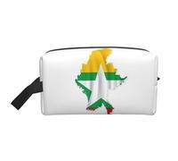 Borsa da toilette da uomo con stampa di mappa della bandiera del Myanmar, borsa da toilette da viaggio, borsa cosmetica spaziosa per donne, bianco, Taglia unica
