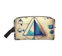 Borsa da toilette da uomo, con stampa di matematica, geometria, geek e calcolo, borsa da viaggio spaziosa per cosmetici da donna, bianco, Taglia unica