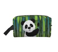 Borsa da toilette da uomo con stampa di panda curioso, borsa da viaggio da uomo, borsa cosmetica spaziosa per donne, bianco, Taglia unica