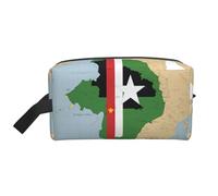 Borsa da toilette da uomo con stampa di Sao Tomé e Principe con bandiera map03, borsa da toilette da viaggio, capiente borsa cosmetica da donna, bianco, Taglia unica