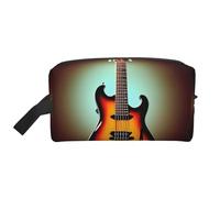 Borsa da toilette da uomo con stampa di strumenti musicali con chitarra e basso, borsa da toilette da viaggio spaziosa borsa cosmetica per donne, bianco, Taglia unica