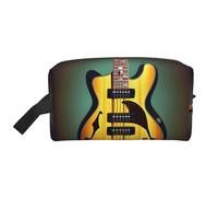 Borsa da toilette da uomo con stampa di strumenti musicali con chitarra e basso, borsa da toilette da viaggio spaziosa borsa cosmetica per donne, bianco, Taglia unica