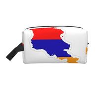 Borsa da toilette da uomo con stampa mappa della bandiera dell'Armenia, borsa da toilette da viaggio, borsa cosmetica spaziosa per donne, bianco, Taglia unica