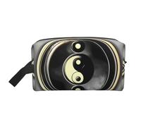 Borsa da toilette da uomo con stampa Yin Yang, borsa da toilette da viaggio, borsa cosmetica spaziosa da donna, bianco, Taglia unica