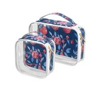 Borsa da toilette da uomo in denim melograno vecchio stile TSA approvato borsa trasparente da viaggio cosmetico da viaggio essenziale