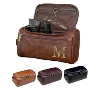 Borsa da toilette da uomo in pelle personalizzata, kit da barba regali per testimoni dello sposo, borse da toilette da uomo con nome personalizzato per viaggi, regali per fidanzato, papà, marito