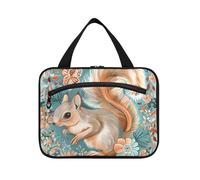 Borsa da toilette da uomo in stile boho con fiore floreale scoiattolo da viaggio per uomo con gancio, borsa da viaggio lavabile di design per uomo toilette bolsas para maquillaje L