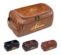 Borsa da toilette da uomo personalizzata, kit Dopp per rasatura in pelle, organizer da viaggio, regalo per testimoni dello sposo, marito, papà, compleanno, festa del papà, Natale, Marrone chiaro