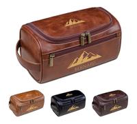 Borsa da toilette da uomo personalizzata, kit Dopp per rasatura in pelle, organizer da viaggio, regalo per testimoni dello sposo, marito, papà, compleanno, festa del papà, Natale, Marrone, Misura