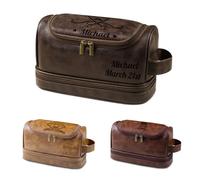 Borsa da toilette da uomo personalizzata,Regali per marito, nonno, padre,Borsa da toilette da viaggio con nome personalizzato,Borsa da toilette da uomo in pelle impermeabile,Personalizza il tuo nome