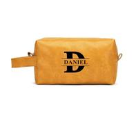 Borsa da toilette da uomo Testo personalizzato Borsa per il lavaggio in pelle PU con iniziali Moda Stile personalizzato Organizzatore da viaggio Regali per la festa del papà