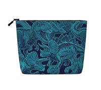 Borsa da toilette da viaggio a forma di dinosauro Triceratopo per donna - Piccola e graziosa borsa per il trucco resistente all'acqua per ragazze e bambini - Borsa portaoggetti pieghevole per cosmetic