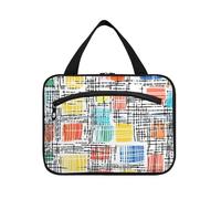 Borsa da toilette da viaggio a quadri colorati con gancio, borsa da barba impermeabile di design per uomo per viaggi donne crociere bolso de maquillaje para Mujer L