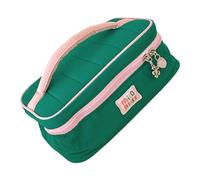 Borsa da toilette da viaggio alla moda in tessuto delicato tasche multiple organizer per cosmetici di grande capacità per campeggio spazioso organizer da viaggio per viaggi di lavoro, Verde, Bellezza