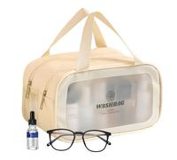 Borsa da toilette da viaggio, borsa da trucco da viaggio,Organizzatore di trucco Borsa da viaggio separata bagnata a secco | Organizzatore portatile per sacchetti di shampoo per, beige, Se