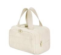 Borsa da toilette da viaggio, borsa da viaggio leggera, ampia e apribile per donna, impermeabile, con separazione tra asciutto e bagnato, lavabile in lavatrice Beige