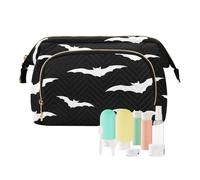 Borsa da toilette da viaggio Borsa per cosmetici Borsa per il trucco Goth Bat Bianco Nero per Donne Uomini Ragazze, Borsa Organizer per Trucco Impermeabile di Halloween Borsa Organizer per Articoli da