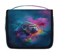 Borsa da toilette da viaggio colorata con gorilla psichedelico per donne, uomini, ragazze, ragazzi, bambini, cosmetici, borsa da bagno da appendere per articoli da toeletta, organizer per doccia,