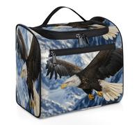 Borsa da toilette da viaggio con aquila calva che vola per donne, uomini, bambini, ragazze e ragazzi, 11,2 l, grande borsa cosmetica da appendere borsa da bagno organizer per articoli da toeletta
