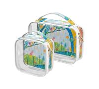Borsa da toilette da viaggio con arcobaleno che appare dopo la pioggia, approvata dalla TSA, riutilizzabile, trasparente, per la rasatura