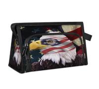Borsa da toilette da viaggio con bandiera americana Bald Eagle per donne, uomini, ragazze e ragazzi, borsa multifunzionale per il trucco, per lavare articoli da toeletta, organizer per cosmetici,
