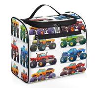 Borsa da toilette da viaggio con camion dei mostri dei cartoni animati, per donne, uomini, bambini, ragazze, ragazzi, 11,2 l, grande borsa cosmetica da appendere borsa da bagno organizer per articoli
