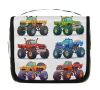 Borsa da toilette da viaggio con camion dei mostri dei cartoni animati, per donne, uomini, ragazze, ragazzi, bambini, trucchi, cosmetici, da appendere, per articoli da toeletta, organizer per doccia,