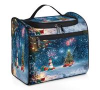 Borsa da toilette da viaggio con cartoni animati Merry Christmas per donne, uomini, bambini, ragazze e ragazzi, 11,2 l, grande borsa cosmetica da appendere borsa da bagno organizer per articoli da
