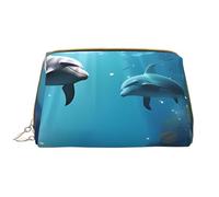 Borsa da toilette da viaggio con coniglio e fiori ad acquerello Borsa cosmetica portatile impermeabile per donne e uomini Accessori da viaggio Borsa da bagno per le vacanze, Blu Oceano Pesce