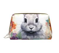 Borsa da toilette da viaggio con coniglio e fiori ad acquerello Borsa cosmetica portatile impermeabile per donne e uomini Accessori da viaggio Borsa da bagno per le vacanze, Acquerello Coniglio e