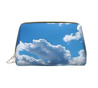 Borsa da toilette da viaggio con coniglio e fiori ad acquerello Borsa cosmetica portatile impermeabile per donne e uomini Accessori da viaggio Borsa da bagno per le vacanze, Cielo blu e nuvola bianca,