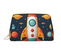 Borsa da toilette da viaggio con coniglio e fiori ad acquerello Borsa cosmetica portatile impermeabile per donne e uomini Accessori da viaggio Borsa da bagno per le vacanze, Razzo Clipart Nave