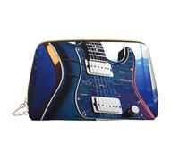 Borsa da toilette da viaggio con coniglio e fiori ad acquerello Borsa cosmetica portatile impermeabile per donne e uomini Accessori da viaggio Borsa da bagno per le vacanze, Chitarra blu, Taglia