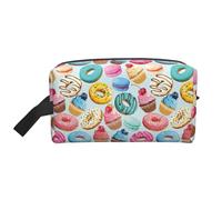 Borsa da toilette da viaggio con cupcakes e ciambelle Borsa da trucco da viaggio personalizzata cupcakes e ciambelle Grande capacità con cerniera Borsa da toilette da viaggio portatile multistile, ide