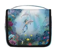 Borsa da toilette da viaggio con delfino oceano, sirena, borsa da viaggio per cosmetici, accessori per il trucco, organizer impermeabile, borsa da doccia borsa di bellezza per donne, ragazze e