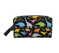 Borsa da toilette da viaggio con dinosauri colorati Borsa da trucco da viaggio personalizzata con dinosauri colorati Grande capacità con cerniera Borsa da toilette da viaggio portatile multistile, ide