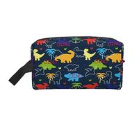 Borsa da toilette da viaggio con dinosauri colorati Borsa da trucco da viaggio personalizzata con dinosauri colorati Grande capacità con cerniera Borsa da toilette da viaggio portatile multistile, ide