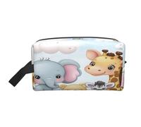 Borsa da toilette da viaggio con elefante, giraffa, orso, zebra, borsa per cosmetici, borsa per il trucco di grande capacità, organizer portatile, in tessuto Oxford, impermeabile, per donne e uomini