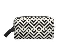 Borsa da toilette da viaggio con elementi a strisce Borsa da trucco da viaggio personalizzata con elementi a strisce Grande capacità con cerniera Borsa da toilette da viaggio portatile multistile, ide