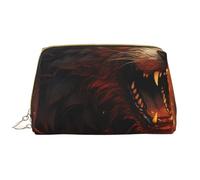 Borsa da toilette da viaggio con fagiano che cattura il cane, portatile, impermeabile, per donne e uomini, accessori da viaggio, borsa da bagno per vacanze, Lupo selvaggio nel fuoco, Taglia unica,