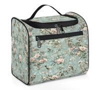 Borsa da toilette da viaggio con fiori vintage e uccellino, per donne, uomini, bambini, ragazze, ragazzi, 11,2 l, grande borsa per il trucco da appendere borsa da bagno organizer per articoli da