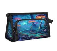Borsa da toilette da viaggio con funghi magici e foresta per donne, uomini, ragazze e ragazzi, borsa multifunzionale per il trucco, per lavare articoli da toeletta e cosmetici, borsa da doccia,