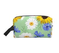 Borsa da toilette da viaggio con girasoli e camomilla Borsa da trucco da viaggio personalizzata con girasoli e camomilla Grande capacità con cerniera Borsa da toilette da viaggio portatile multistile,