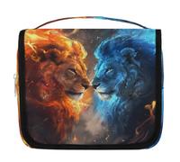 Borsa da toilette da viaggio con leoni della fiamma, per donne, uomini, ragazze, ragazzi, bambini, trousse da appendere per articoli da toeletta, organizer per doccia, Colore, 4.5 L, Organizer per