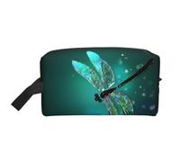 Borsa da toilette da viaggio con libellula in vetro Borsa da trucco da viaggio personalizzata con libellula in vetro Grande capacità con cerniera Borsa da toilette da viaggio portatile multistile, ide