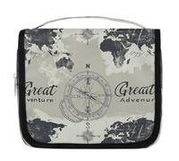 Borsa da toilette da viaggio con mappa del mondo, con bussola, organizer per cosmetici, accessori per il trucco, impermeabile, borsa da doccia per donne, ragazze, bambini, regalo, Multicolore,