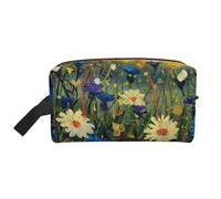 Borsa da toilette da viaggio con margherite bianche Borsa da trucco da viaggio personalizzata con margherite bianche Grande capacità con cerniera Borsa da toilette da viaggio portatile multistile, ide