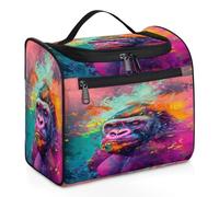 Borsa da toilette da viaggio con motivo gorilla colorato per donne, uomini, bambini, ragazze e ragazzi, 11,2 l, grande borsa cosmetica da appendere borsa da bagno organizer per articoli da toeletta