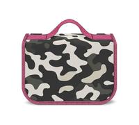 Borsa da toilette da viaggio con motivo mimetico semplice per donna, organizer per trucchi da appendere con gancio per shampoo
